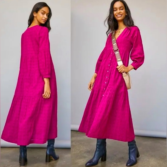 Anthropologie Dresses & Skirts - Anthropologie Plum Tiered Maxi Dress size M